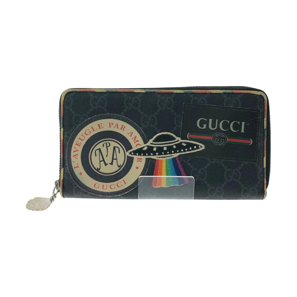 GUCCI Long Wallet GG Supreme Night Courier Round Zip Zip Multicolor